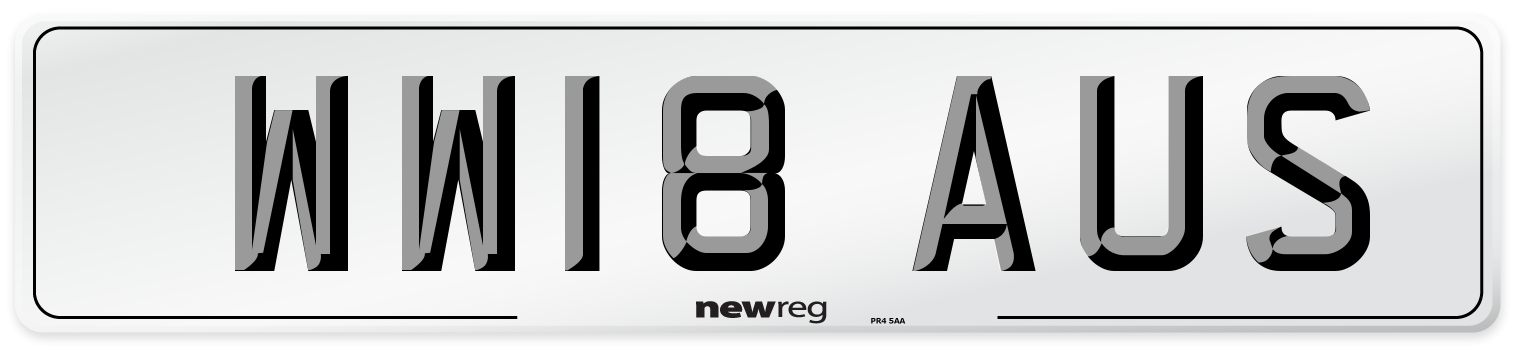 WW18 AUS Number Plate from New Reg